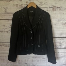 Claire.dk Women's LineBlazer EU 34 Black 100 Linen Gothic Career Steampunk