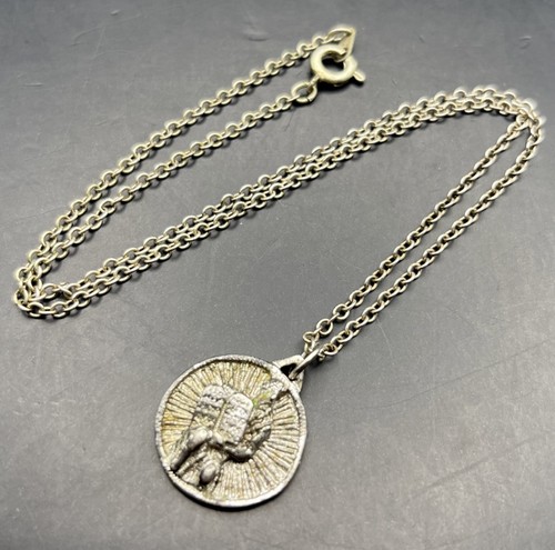Vintage Jewish Moses Star of David Pendant Silver Tone