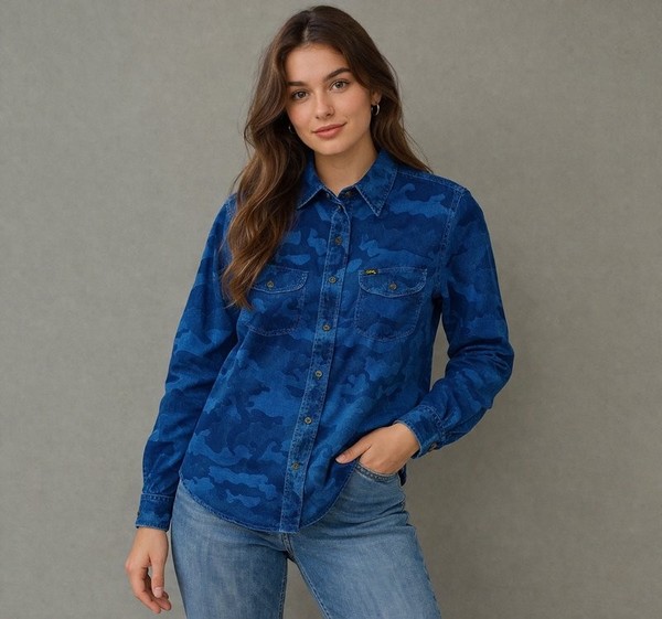 Women Lee Shirt Navy Cotton M
