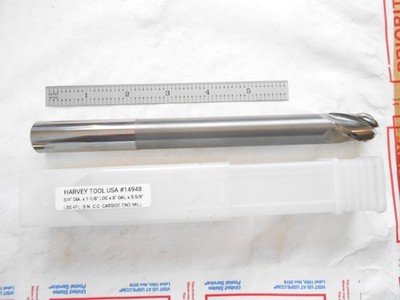 NEW HTC USA H.P. 3/4'' DIA. X 1-1/8'' LOC X 8'' OAL 4FL. C.C. CARBIDE BALL END MILL