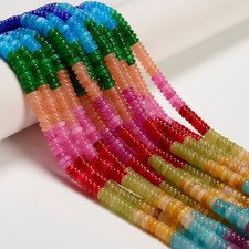 02-Multi-color Gemstone Smooth Rondelle Beads Size 2x6mm 15.5'' Strand
