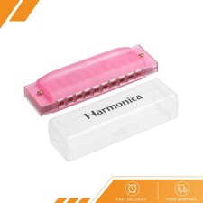 Clearly Colorful Translucent Harmonica 10 Holes Pink ABS Harp Mouth with Box