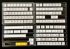 Hand-Drawn White Keycap Set   127-Key Full Keyboard Layout, Unique Artisan-Style