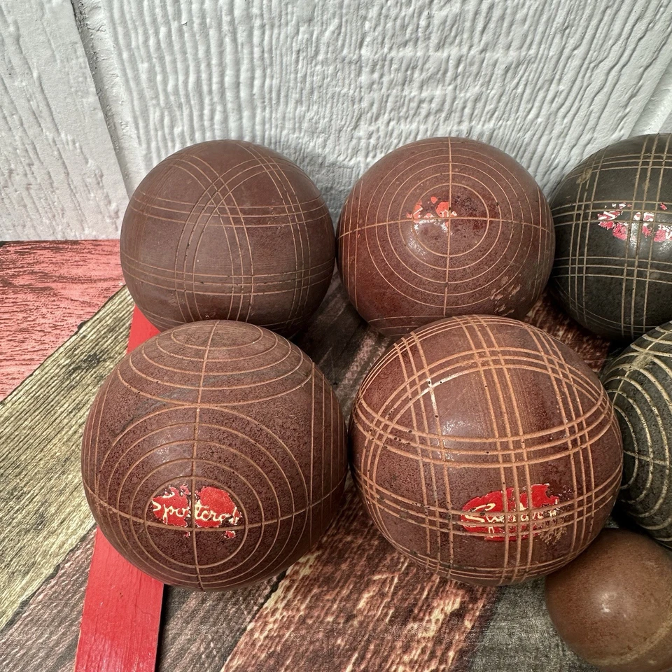 Vintage MCM Sportcraft BOCCE Ball SET Bowling Game  ITALY 8 Balls 1 Pallino - Image 3 of 4