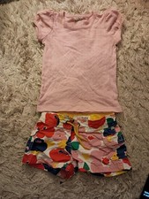 Set Mini Boden Pink T Shirt and Floral Shorts 4 Short Sleeves
