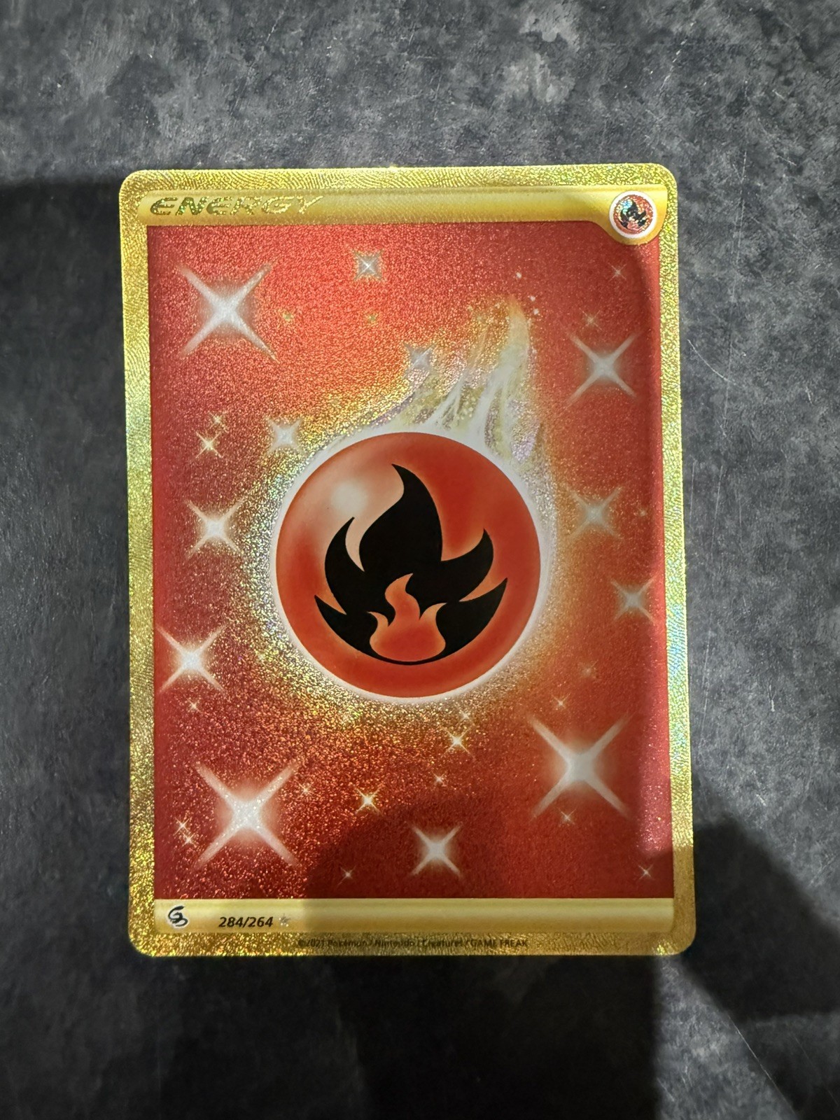 Fire Energy 284/264 Secret Rare Holo Near Mint Condition Fusion Strike