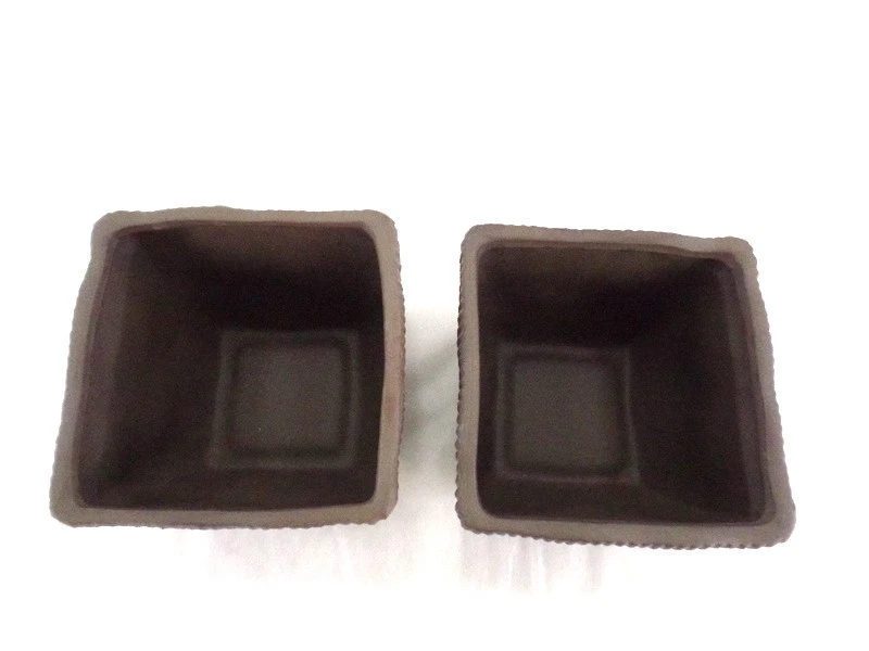 Töpfe 2 Übertöpfe dunkelbraun 11 cm Hoch Quadrat für Pflanzen Dekoration - Bild 2 von 4