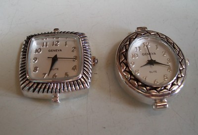 WOMEN'S SET OF 2 SILVER FINISH DIAL WATCH FACES FOR BEADING,RIBBON OR OTHER USE