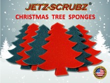 Jetz-Scrubz Christmas Tree Sponges - Set of 6 3 Green 3 Red Foam Sponges