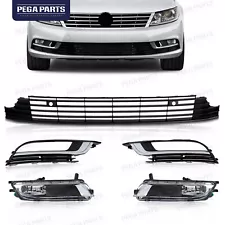 For 2013-2017 Volkswagen CC Front Bumper Grille Fog Lights Assembly Set LH RH