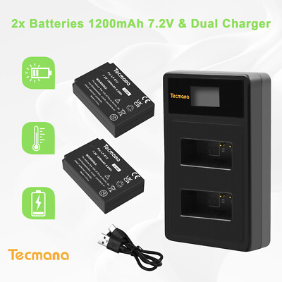2x1200mAh Akku für Canon LP-E12 EOS M2 M10 M50 Mark II M100 M200 100D+Ladegerät