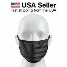 US USA American Flag Face Mask Black PPE Cloth Fabric Washable Reusable Cover US