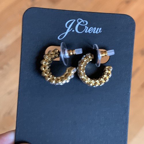 J.Crew CRYSTAL BEZEL HOOP EARRINGS New Nwt - Picture 4 of 4