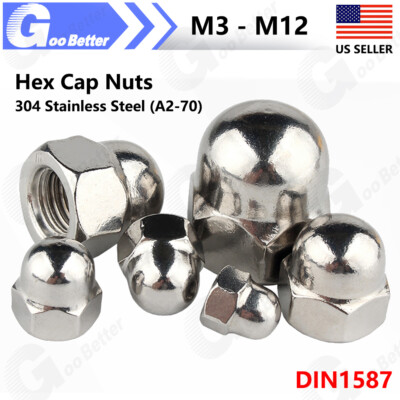 304 Stainless Steel Acorn Cap Nuts Hex Dome Cap DIN1587 M3 M4 M5 M6 M8 M10 M12