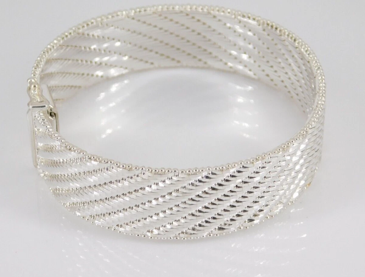925 Sterling Silver Woven Mesh Bracelet 7 3 8