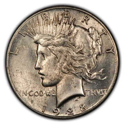1928 $1 Silver Peace Dollar - Strong Luster - UNC Key Date - SKU-B3498