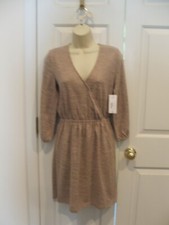NWT $ 44 A.N.A Knit 3/4 Sleeve Sweater MOCK WRAP Dress Women's Size XS