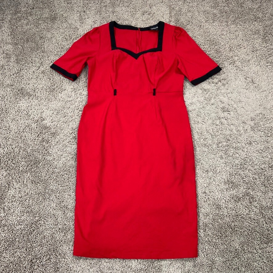 Collectif Dress Womens 3XL Red Black London Rockabilly Glam Feminine Pin Up
