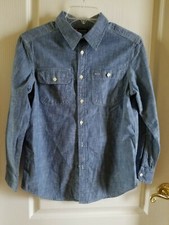 EUC Chaps Kids Dress Shirt Boys Size 10-12 Blue Long Sleeve