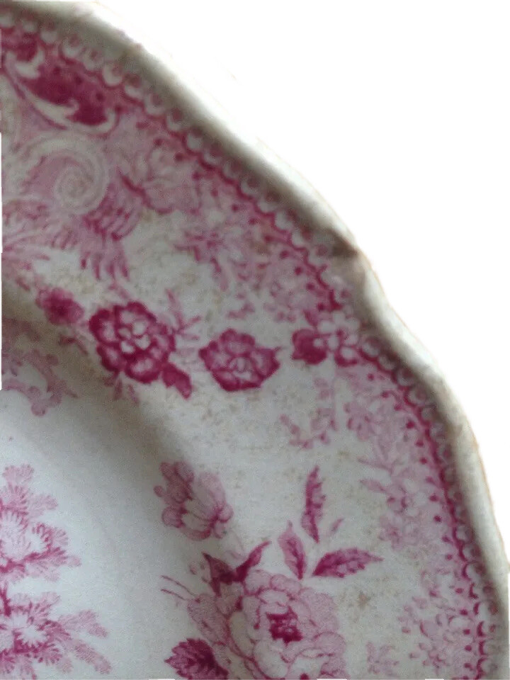 1830s 1840s MINTON RED AND WHITE CLASSICAL TRANSFER PLATE, 6-3/4