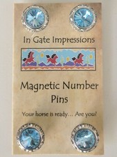 AQUAMARINE Magnetic number pins horse show magnet holders Rivoli Crystals