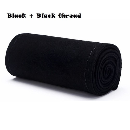 Full Black Scrub Leather DIY Car Auto Steering Wheel Cover & Needles Thread 38cm - Foto 2 di 7