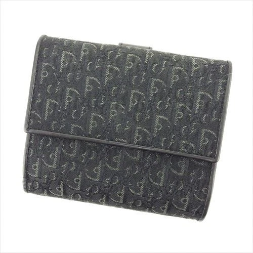 Dior Portefeuille Portefeuille Pliable Trotteur Noir Femme Unisexe Authentique Occasion T7244
