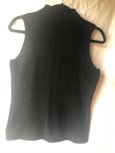 Neiman Marcus Exclusive Mock Turtleneck black knit sleeveless sweater, Size M | eBay