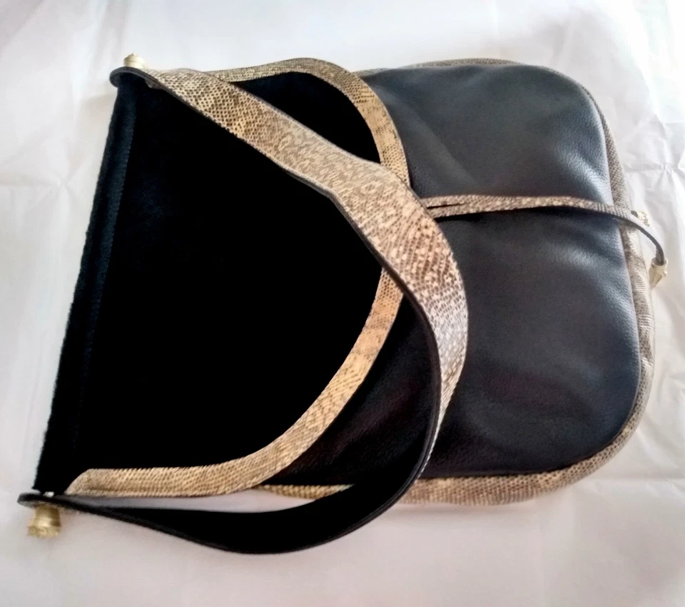 BOLSO DE HOMBRO BARRY KIESELSTEIN CORDÓN PELO DE PONY ESTAMPADO DE PITÓN NEGRO CUERO GRANULADO Foto 2 de 4