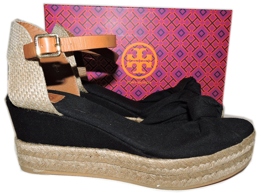 Tory Burch Macy Beige Lona Cuero Sandalia De Cuña Alpargatas Zapato Negro 8.5 Tory Burch Macy Beige Lona Cuero Cuero Cuero Sandalia De Cuña Alpargatas Zapato Negro 8.5 ahorra hasta un 80%