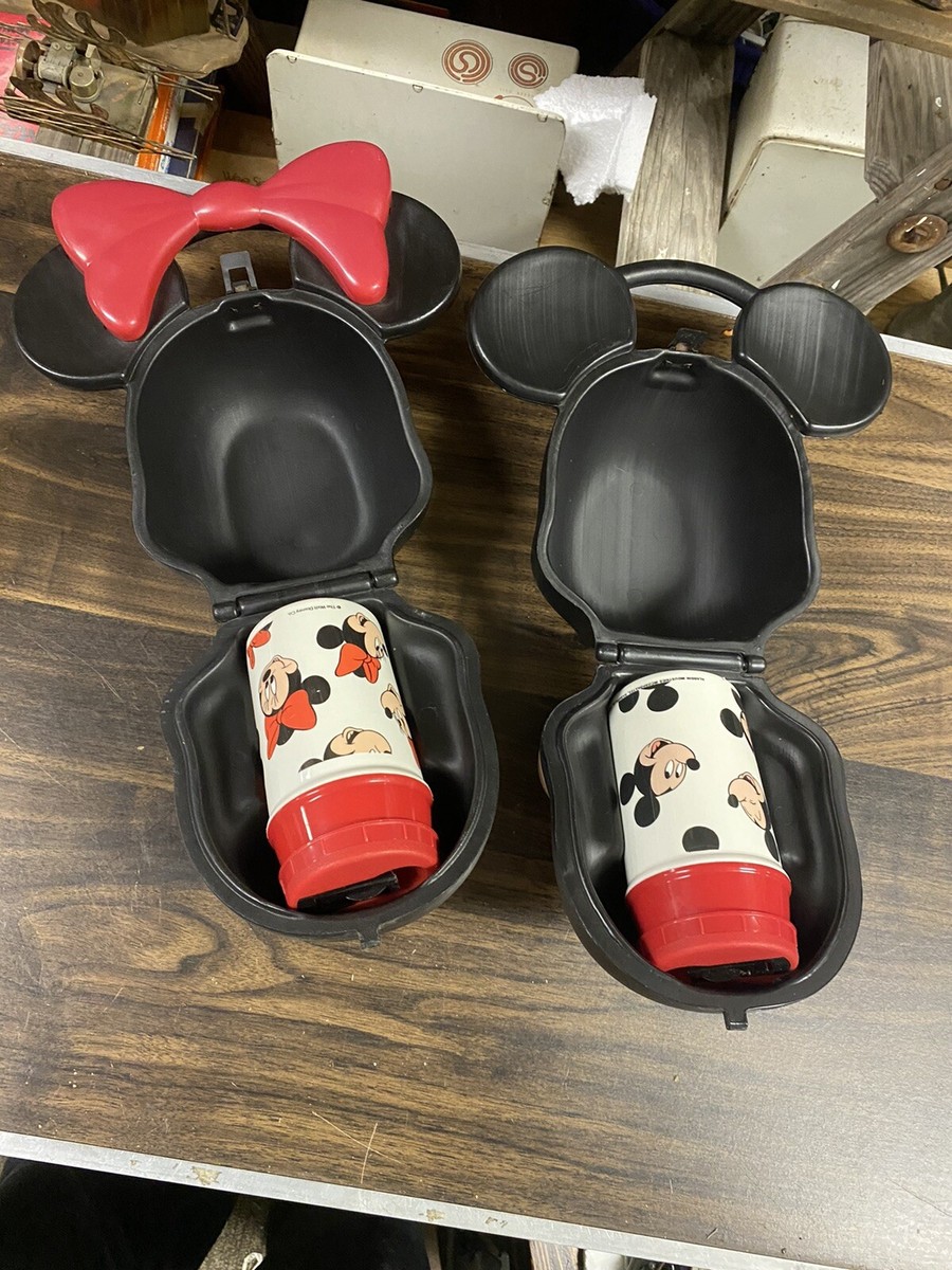 RARE Vintage Aladdin Disney Mickey & Minnie Mouse Head Lunch Boxes