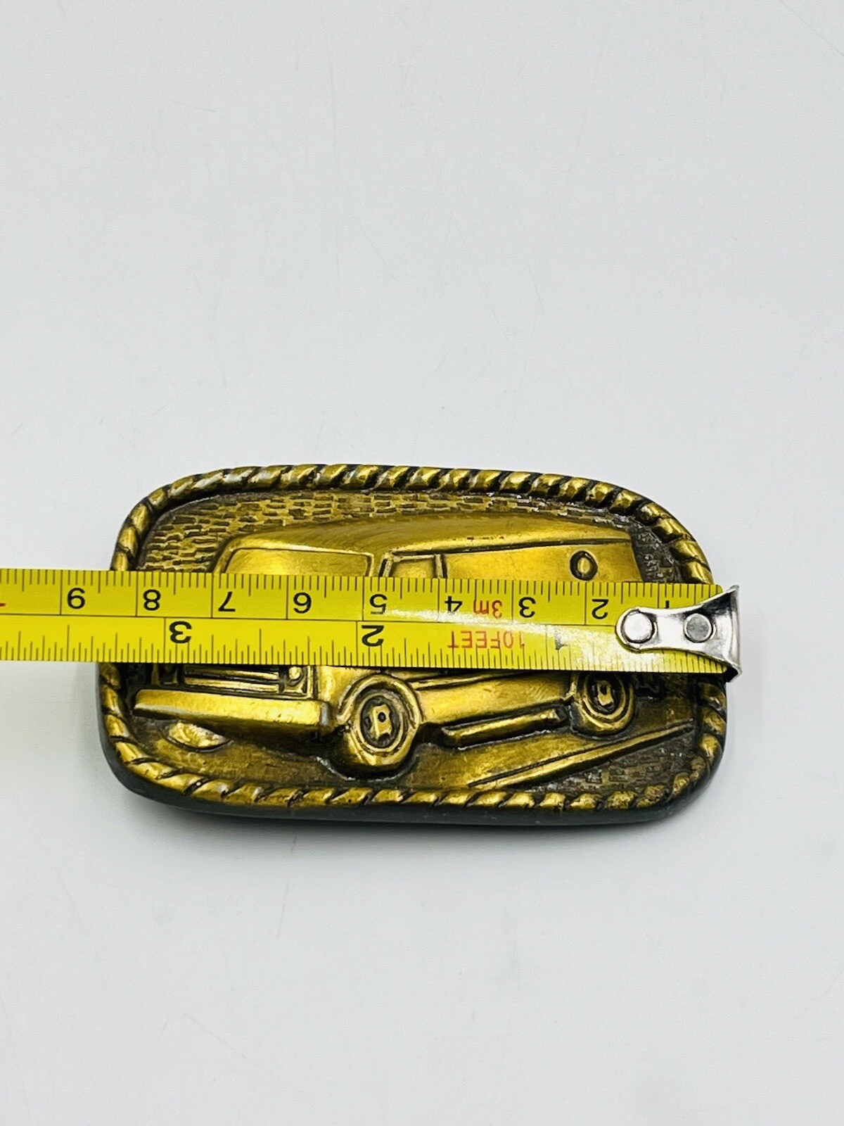 Vintage Brass Van Belt Buckle Gem