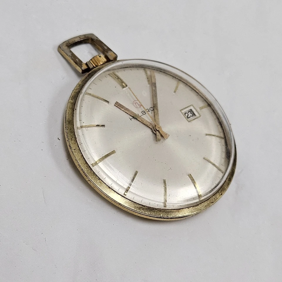 Reloj Bolsillo Helbros Vintage Hombre Con Movimiento Mecánico Elgin Cal.328 Foto 4 de 4
