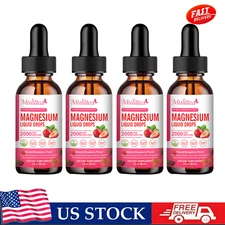4Bottles Magnesium Liquid Drops ,Improve Bone, Teeth,Immune, Nerve,Sleep 2000MG