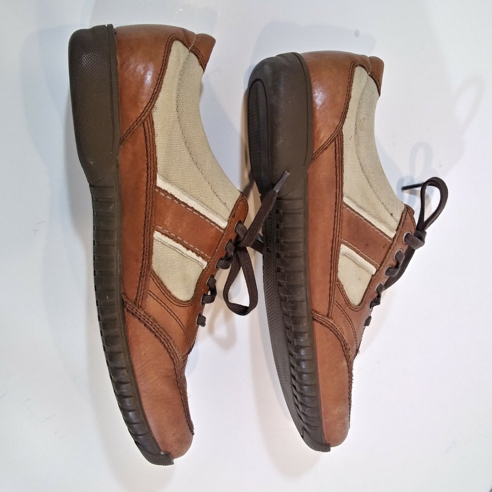 SAOLA Scarpe Johnston & Murphy uomo 8M pelle di pecora tela abito casual marrone