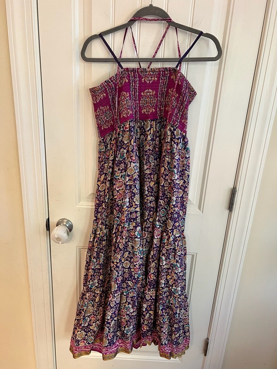 Anthropologie Maeve Daleka Purple Silk Smocked Purple Dress Medium View 5
