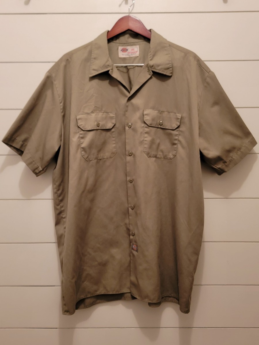 Dickies Short-sleeve Button-up Double Pocket Khaki Mens 2XL