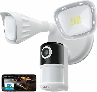 ieGeek Outdoor 2K Floodlight Security Camera, Home WiFi Wired CCTV System,Alexa