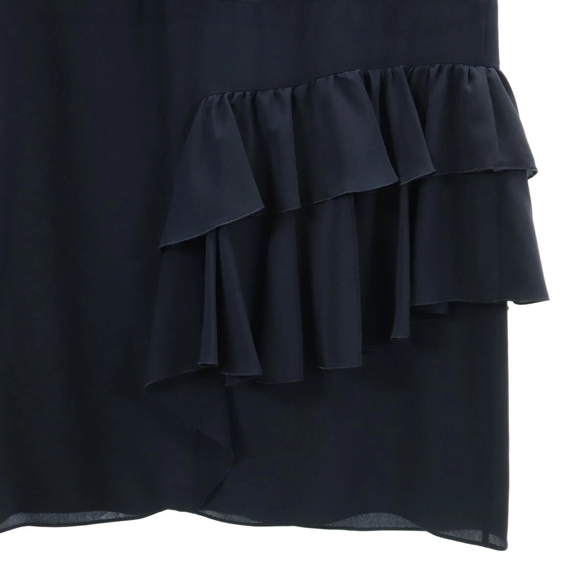 MIU MIU MIUMIU seta manica corta arricciato pezzo unico 42 blu navy manica francese donna