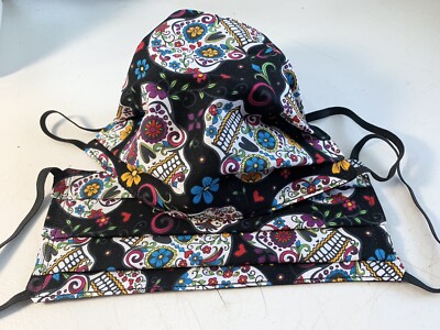 Skull Candy Face Multi Color Adult Face Mask Reversible 100% Cotton 