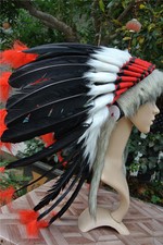 21inch Black feather headdress headpiece headband halloween costumes