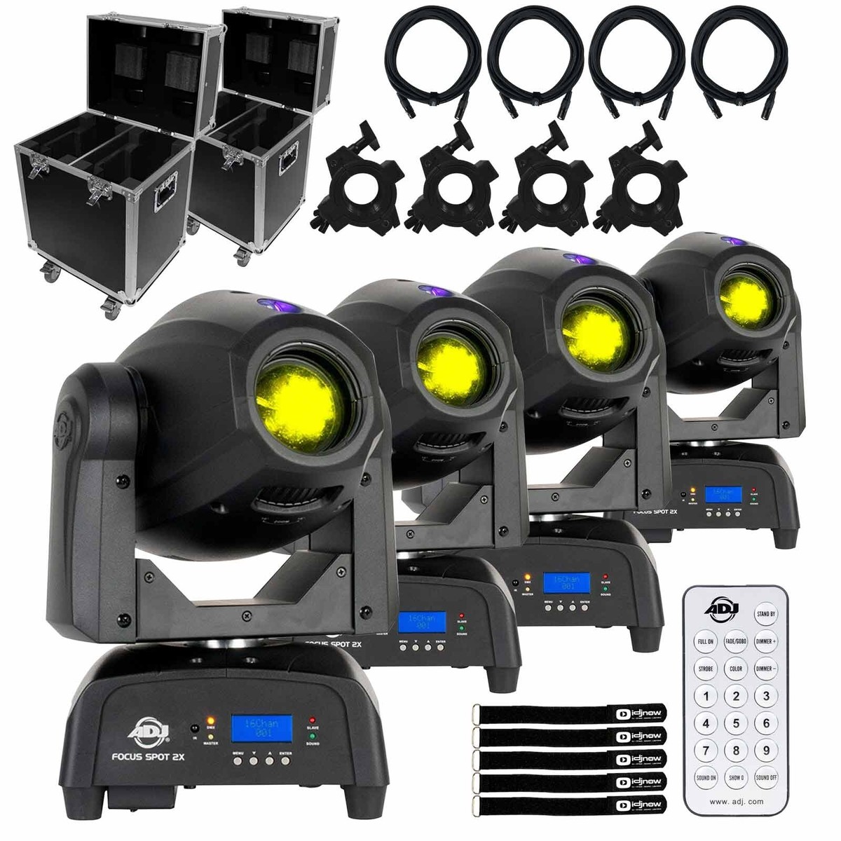 ADJ Focus Spot 2X 100W LED DMX Gobo Moving Head Light 4 Pk w