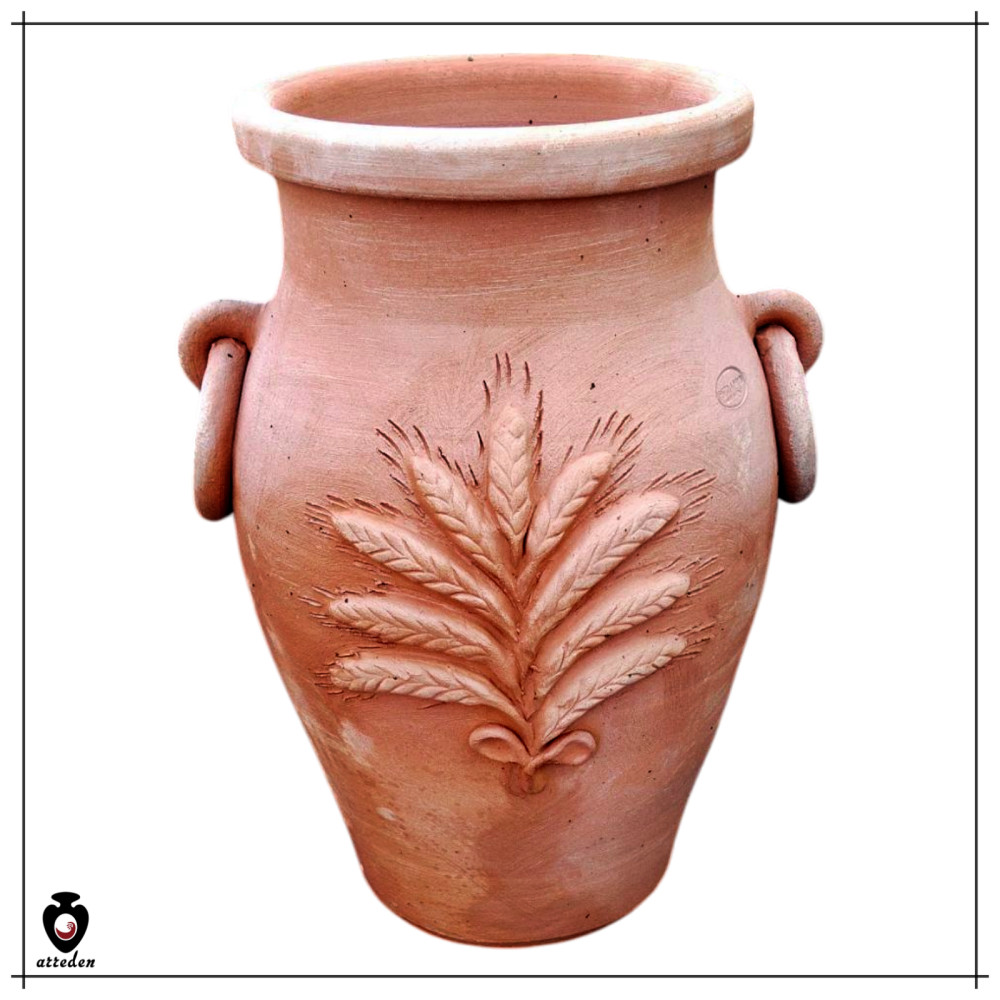 Portaombrelli Terracotta Artigianale Orcio con Spighe - Arredo Classico