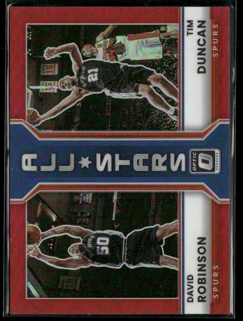 2022-23 Donruss Optic #13 David Robinson / Tim Duncan All-Stars Red #/99