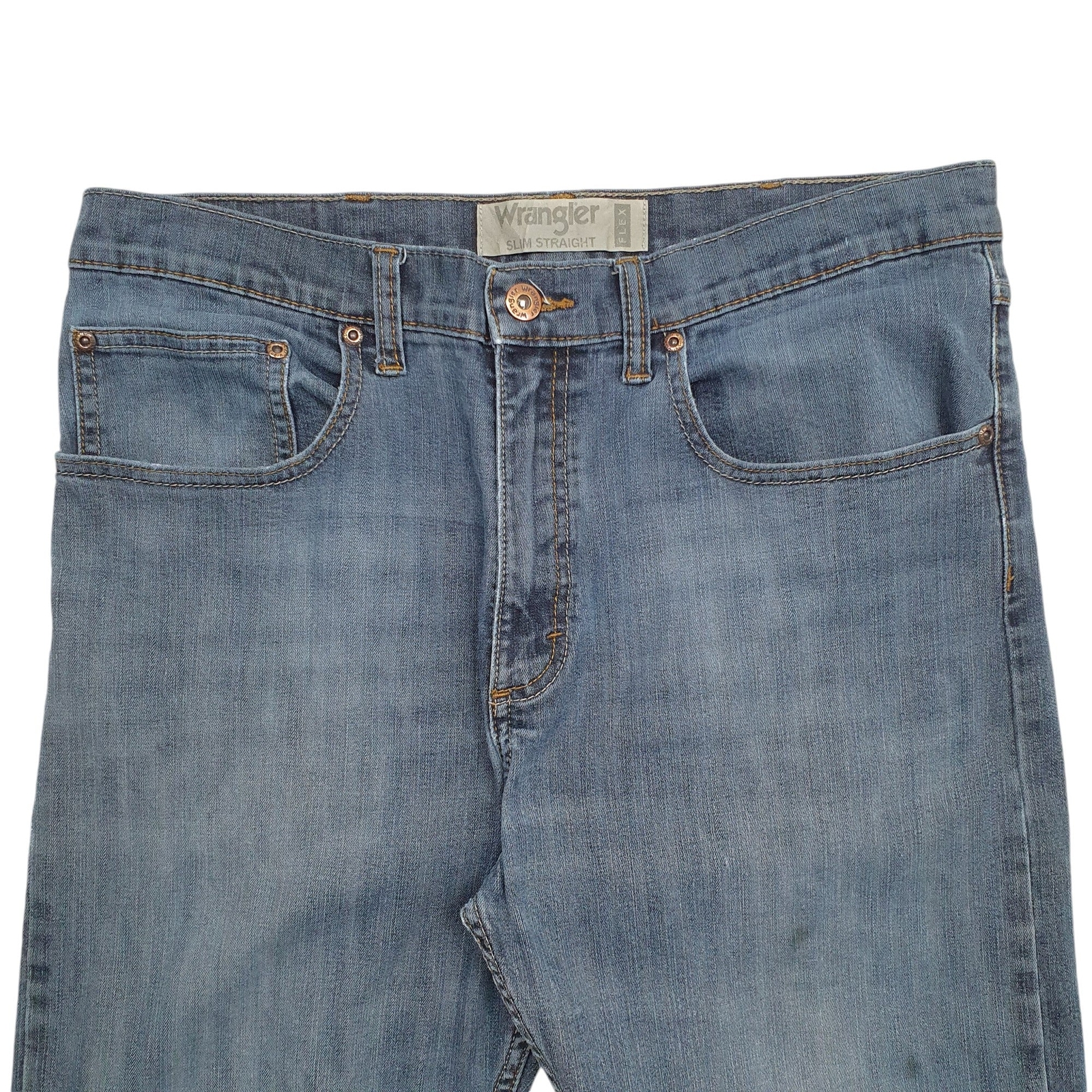 WRANGLER 92GRTSD Jeans Straight Fit Blue Denim Trousers Mens Stretch Fit W34 L32 image 2
