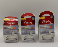 Lot Of 3 - Playtex Angled Silicone Nipples 2 Pack, Medium, 3M  Upright Feedin