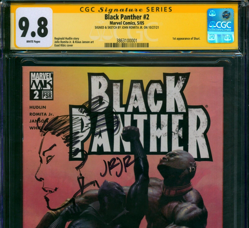 Black Panther #2 (2005) ๐ CGC 9.8 ORIGINAL ROMITA SKETCH ๐ 1st App of SHURI! - Picture 2 of 3
