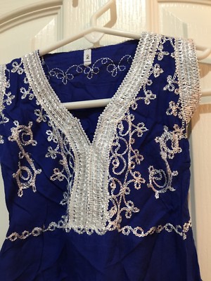 Girls Ethnic Indian Inspired Boho Dress Blue With White Embroidery Size 2 | eBay Girls Ethnic Indian Inspired Boho Dress Blue With White Embroidery Size 2 | eBay