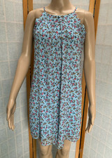 I.N. San Francisco Dress~Size Small~Blue Floral~Lined~Easy Care
