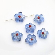 30Pcs Mini Fresh Flowers Lampwork Glass Beads 14x8mm DIY Jewelry Making Crafting